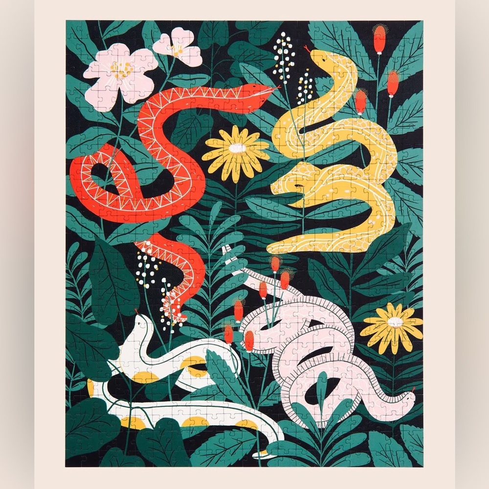 Ordinary Habit 500 piece puzzle of Josefina Schargo’s Snakes in the Garden